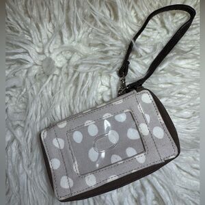 Thirty-One Timeless Wristlet Brown & White Multi-Pocket Clutch